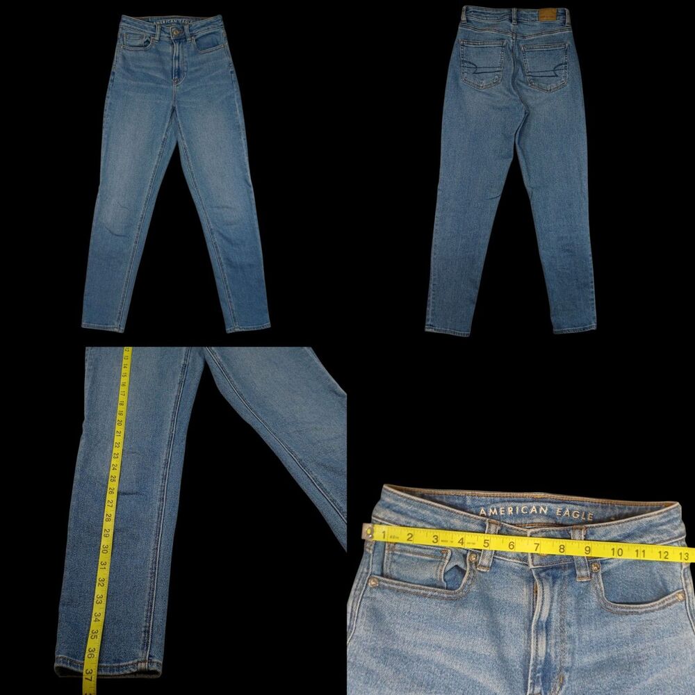 American Eagle Mom Jeans Size 00 Stretch High Rise Light Wash Retro